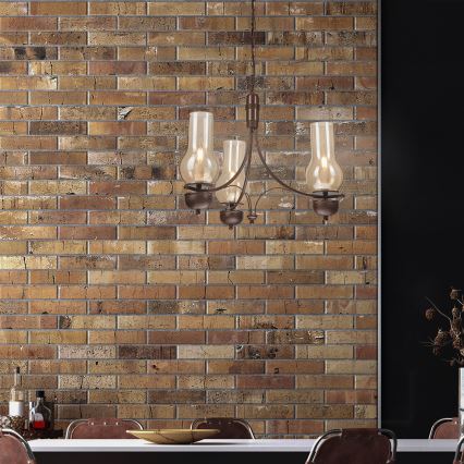 Brilagi - LED-Kronleuchter mit Kette COTTAGE 3xE14/40W/230V Buche/braun/rauchiges Beige