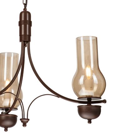 Brilagi - LED-Kronleuchter mit Kette COTTAGE 3xE14/40W/230V Buche/braun/rauchiges Beige