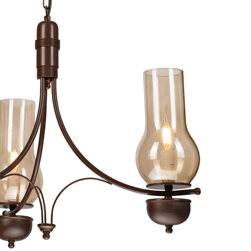 Brilagi - LED-Kronleuchter mit Kette COTTAGE 3xE14/40W/230V Buche/braun/rauchiges Beige