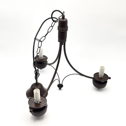 Brilagi - LED-Kronleuchter mit Kette COTTAGE 3xE14/40W/230V Buche/braun/rauchiges Beige