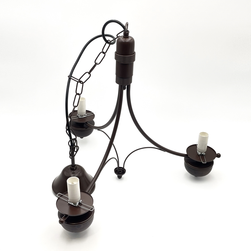 Brilagi - LED-Kronleuchter mit Kette COTTAGE 3xE14/40W/230V Buche/braun/rauchiges Beige