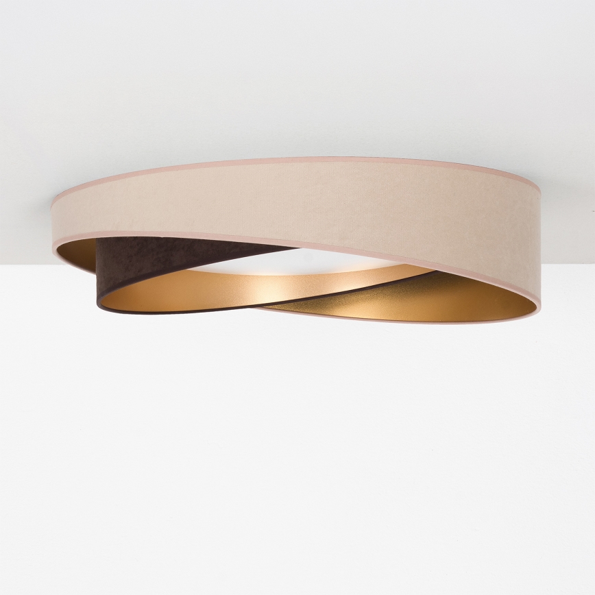 BRILAGI - Dimmbare LED-Deckenleuchte VELVET TWIST LED/36W/230V 3000-6000K Ø 65 cm Wi-Fi Tuya Beacon beige/braun/gold + Fernbedienung