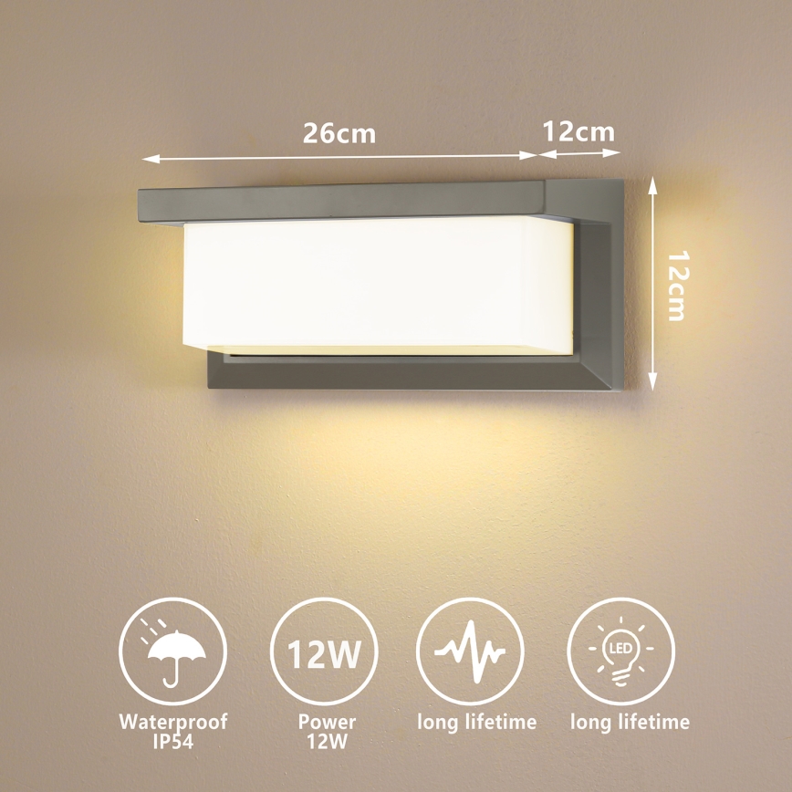 Brilagi - LED-Outdoor-Wandleuchte BRICKY LED/12W/230V grau IP54
