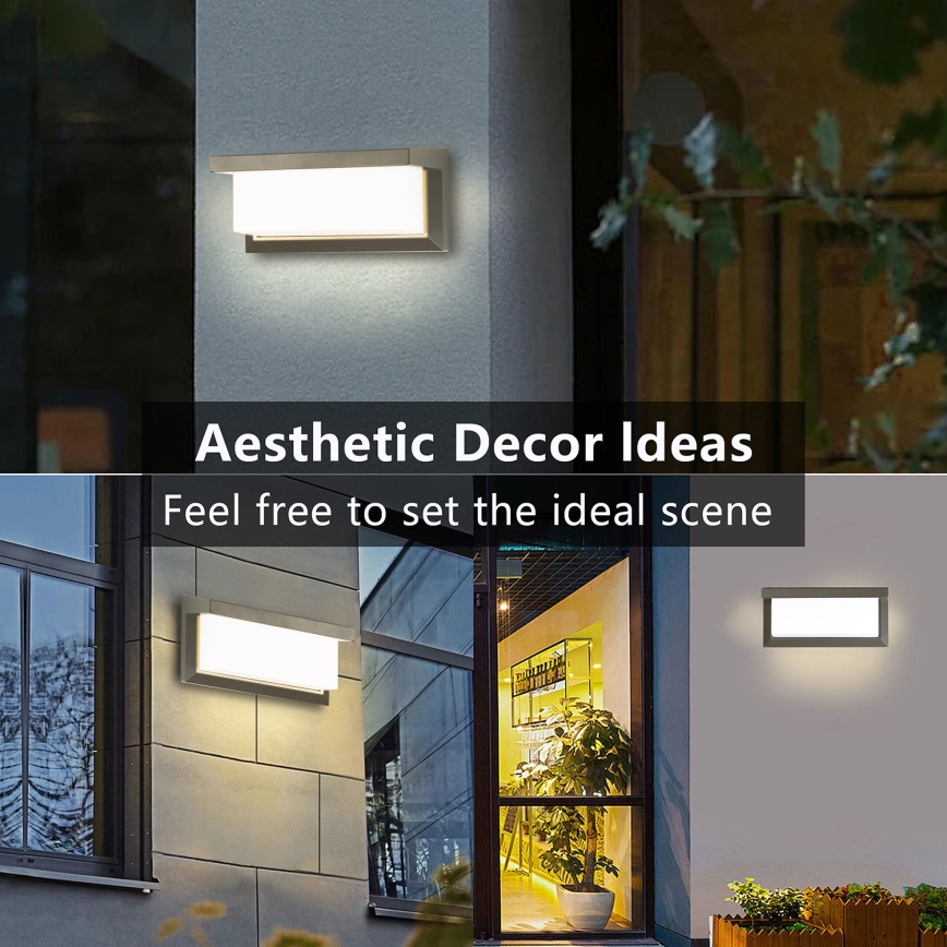 Brilagi - LED-Outdoor-Wandleuchte mit Sensor BRICKY LED/12W/230V grau IP54
