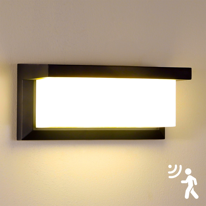 Brilagi - LED-Outdoor-Wandleuchte mit Sensor BRICKY LED/12W/230V schwarz IP54