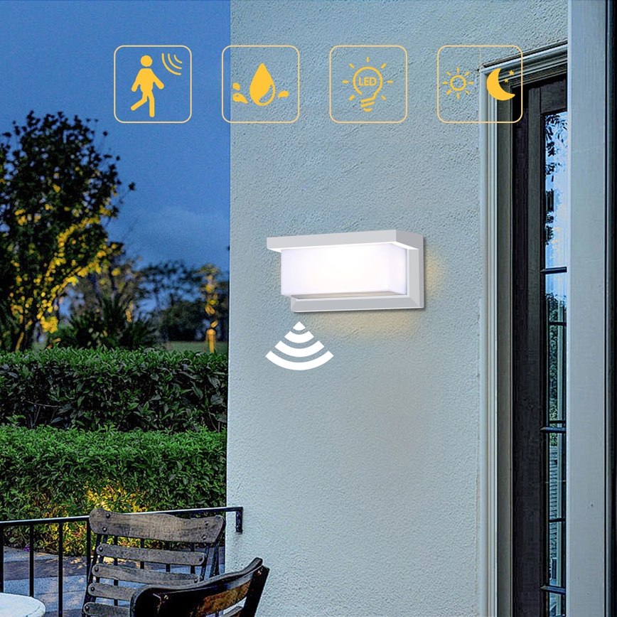 Brilagi - LED Outdoor-Wandleuchte mit Sensor BRICKY LED/12W/230V weiß IP54