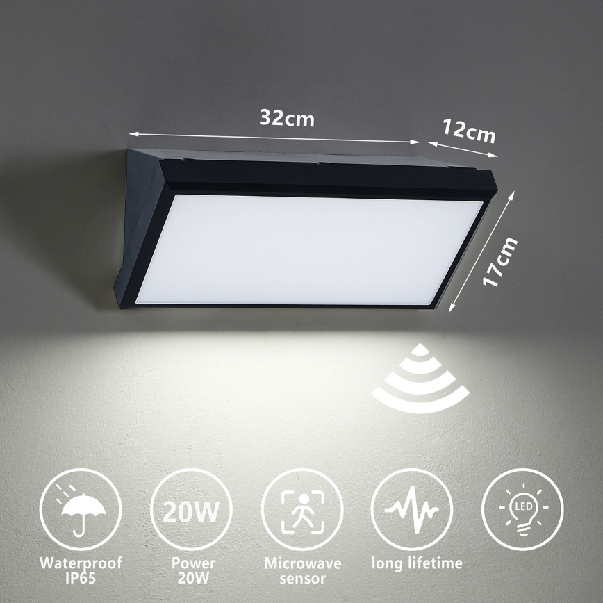 Brilagi - LED-Outdoor-Wandleuchte mit Sensor TRIANGLE LED/20W/230V IP65
