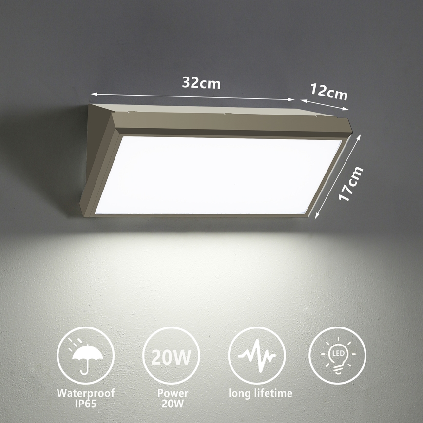 Brilagi - LED-Outdoor-Wandleuchte TRIANGLE LED/20W/230V grau IP65