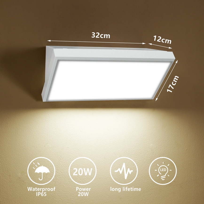 Brilagi - LED-Outdoor-Wandleuchte TRIANGLE LED/20W/230V weiß IP65