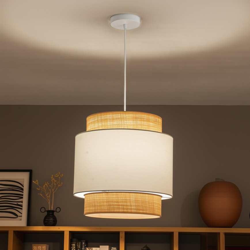 Brilagi - LED Pendelleuchte an Drahtseil CERIA 1xE27/40W/230V Ø 40 cm beige/weiß