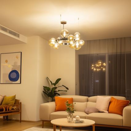 Brilagi - LED-Pendelleuchte an Drahtseil MILLA 15xG9/3W/230V schwarz-chrom/goldfarben