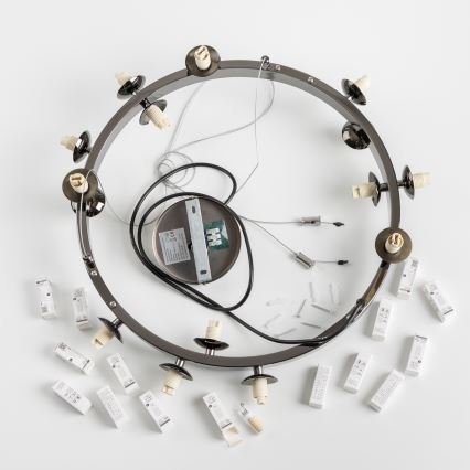 Brilagi - LED-Pendelleuchte an Drahtseil MILLA 15xG9/3W/230V schwarz-chrom/goldfarben