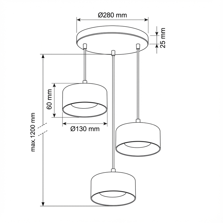 Brilagi - LED Pendelleuchte an Kabel AURA LUX 3xGX53/30W/230V schwarz/rauchfarben