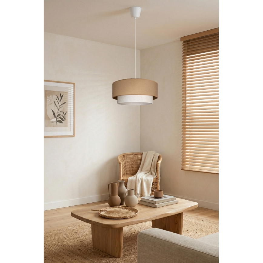 Brilagi - LED-Pendelleuchte an Kabel BOHO ECO 1xE27/10W/230V Ø 40 cm beige/creme