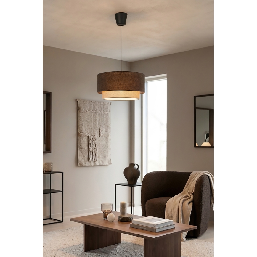 Brilagi - LED-Pendelleuchte an Kabel BOHO ECO 1xE27/10W/230V Ø 40 cm braun/cremefarben