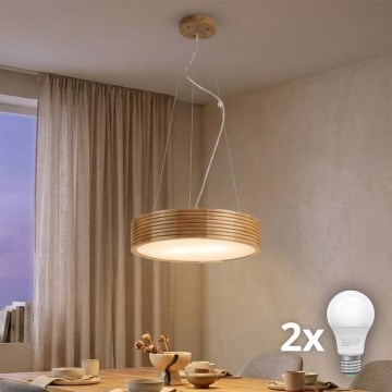 Brilagi - LED-Pendelleuchte an Kabel CARVALHO MODERN 2xE27/60W/230V Eiche Ø 37,5 cm