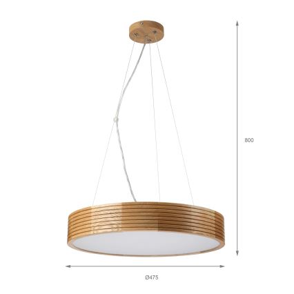 Brilagi - LED-Pendelleuchte an Kabel CARVALHO MODERN 3xE27/60W/230V Eiche Ø 47,5 cm