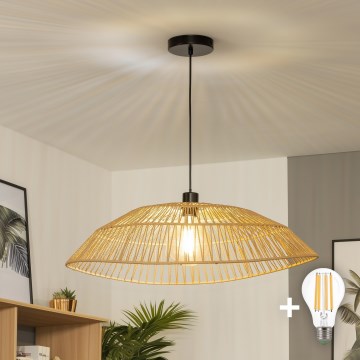 Brilagi - LED-Pendelleuchte an Kabel CERIA BOHO 1xE27/40W/230V Ø 70 cm, braun