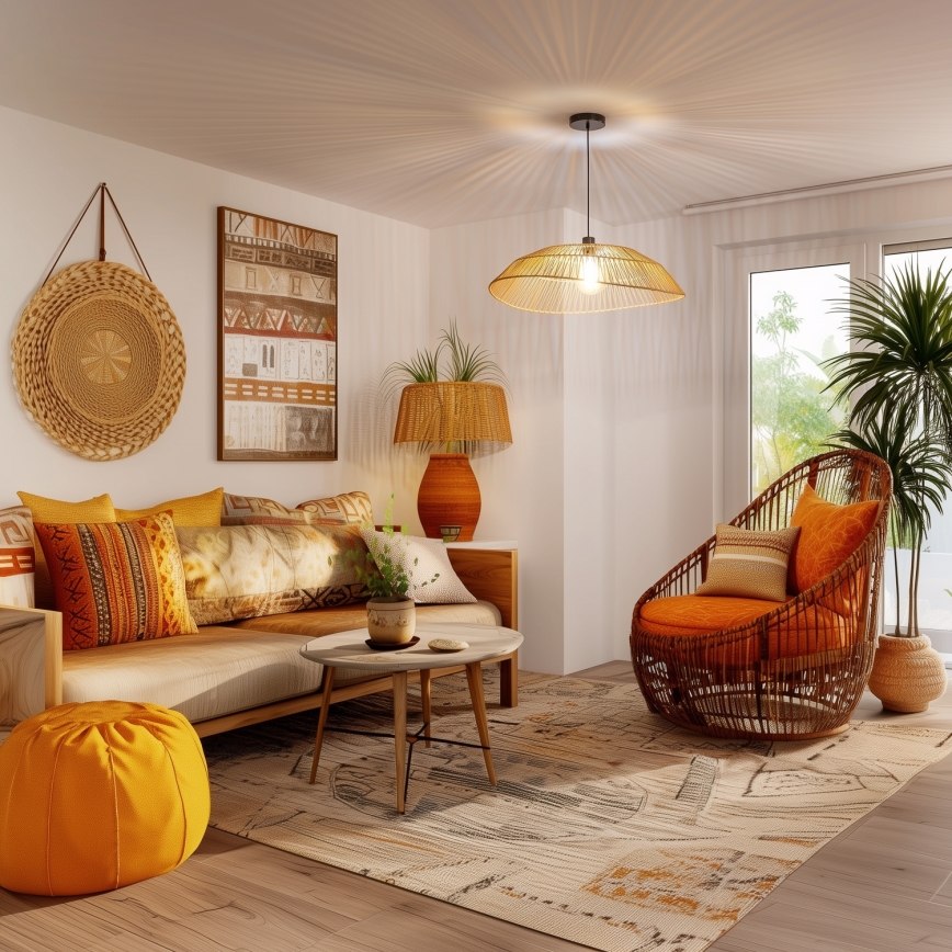 Brilagi - LED-Pendelleuchte an Kabel CERIA BOHO 1xE27/40W/230V Ø 70 cm, braun