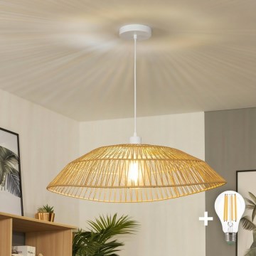 Brilagi - LED-Pendelleuchte an Kabel CERIA BOHO 1xE27/40W/230V Ø 70 cm braun