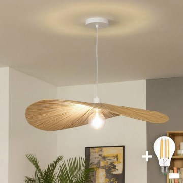 Brilagi - LED-Pendelleuchte an Kabel CERIA BOHO 1xE27/40W/230V Ø 80 cm Raffia