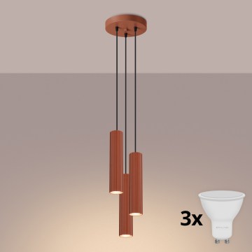 BRILAGI - LED-Pendelleuchte an Kabel CRESTO 3xGU10/10W/230V orange