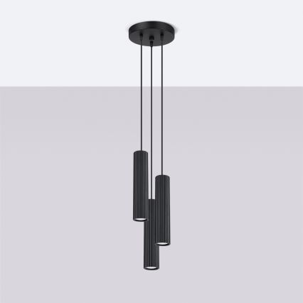 Brilagi - LED-Pendelleuchte an Kabel CRESTO 3xGU10/10W/230V schwarz