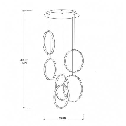 BRILAGI - LED-Pendelleuchte an Kabel ECHO LED/80W/230V 4000K Ø 50 cm schwarz