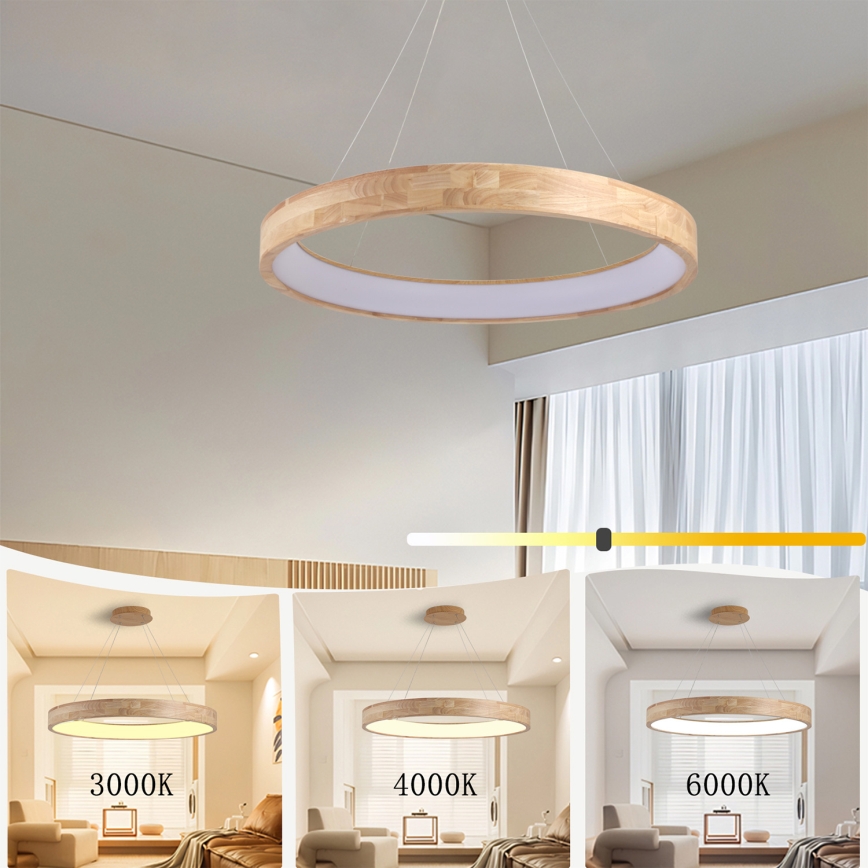Brilagi - LED-Pendelleuchte an Kabel FALCON WOOD LED/60W/230V 3000/4000/6000K Ø 80 cm Holz