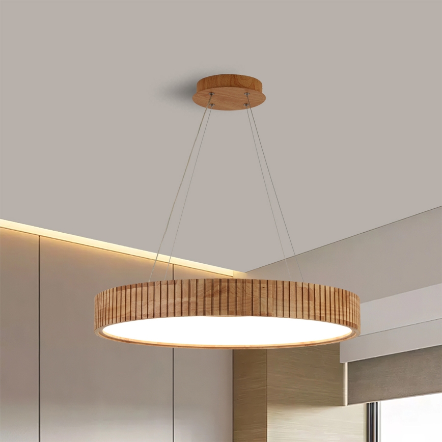 Brilagi - LED-Pendelleuchte mit Seilaufhängung FALCON WOOD MODERN LED/40W/230V 3000/4000/6000K Ø 60 cm Holz