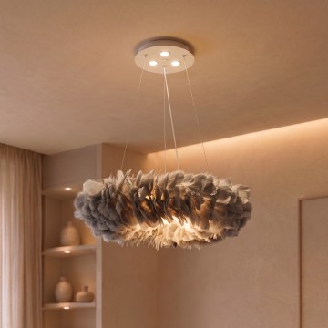 BRILAGI - LED-Pendelleuchte an Kabel FEATHER 3xE27/40W/230V + 3xLED/3W Ø 50 cm grau