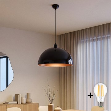 BRILAGI - LED-Pendelleuchte an Kabel METALO 1xE27/40W/230V Ø 40 cm schwarz/kupfer