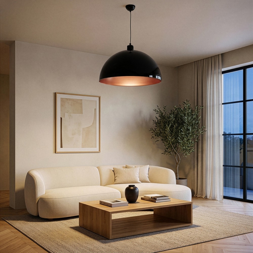 BRILAGI - LED-Pendelleuchte an Kabel METALO 1xE27/40W/230V Ø 60 cm schwarz/kupfer