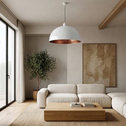 BRILAGI - LED-Pendelleuchte an Kabel METALO 1xE27/40W/230V Ø 60 cm weiß/kupfer