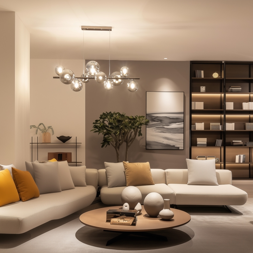 Brilagi - LED-Pendelleuchte an Kabel MILLA 10xG9/3W/230V schwarz-chrom/rauchglas