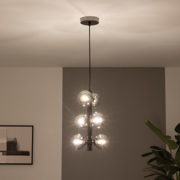 Brilagi - LED-Pendelleuchte an Kabel MILLA 6xG9/3W/230V schwarz/chrom/rauchglas