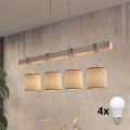 BRILAGI - LED-Pendelleuchte an Kabel NUBILA 4xE27/60W/230V grau/braun