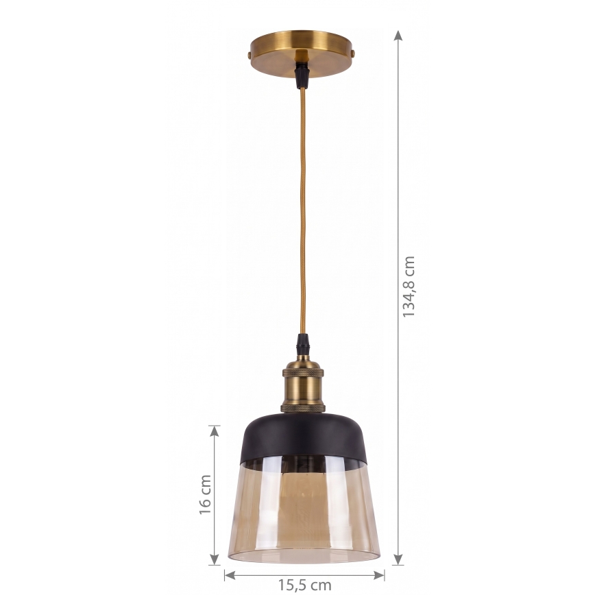 BRILAGI - LED-Hängeleuchte mit Kabel RETRO GLASS 1xE27/60W/230V Ø 15,5 cm gold/rauchiges Beige