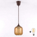 BRILAGI - LED-Pendelleuchte an Kabel RETRO GLASS 1x E27/60W/230V Ø 14 cm braun/rauchbraun