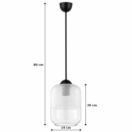 BRILAGI - LED-Pendelleuchte an Kabel RETRO GLASS 1x E27/60W/230V Ø 14 cm schwarz/weiß