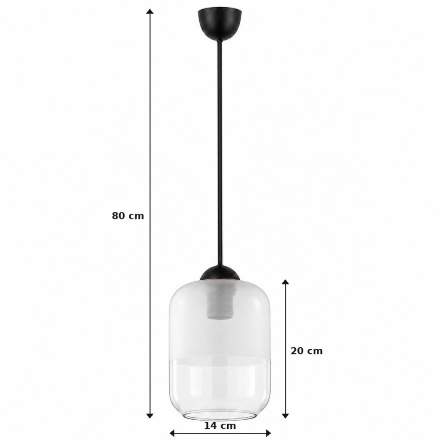 BRILAGI - LED-Pendelleuchte an Kabel RETRO GLASS 1x E27/60W/230V Ø 14 cm schwarz/weiß