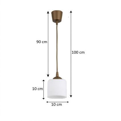 BRILAGI - LED-Pendelleuchte an Kabel RETRO GLASS 1xE27/60W/230V Ø 10 cm braun/weiß