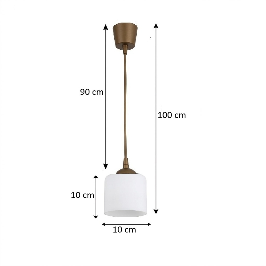 BRILAGI - LED-Pendelleuchte an Kabel RETRO GLASS 1xE27/60W/230V Ø 10 cm braun/weiß
