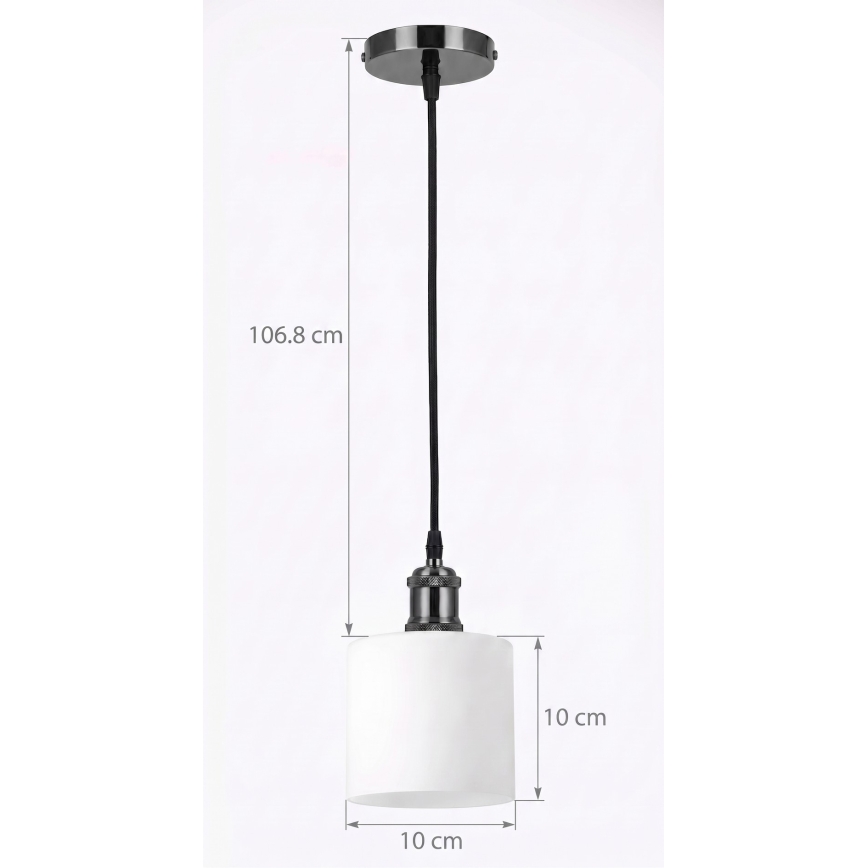 BRILAGI - LED Pendelleuchte an Kabel RETRO GLASS 1xE27/60W/230V Ø 10 cm schwarz/weiß