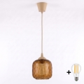 BRILAGI - LED Pendelleuchte an Kabel RETRO GLASS 1xE27/60W/230V Ø 14 cm beige/rauchbraun