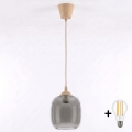BRILAGI - LED-Pendelleuchte an Kabel RETRO GLASS 1xE27/60W/230V Ø 14 cm beige/rauchgrau