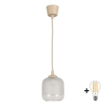 BRILAGI - LED-Pendelleuchte an Kabel RETRO GLASS 1xE27/60W/230V Ø 14 cm beige/weiß