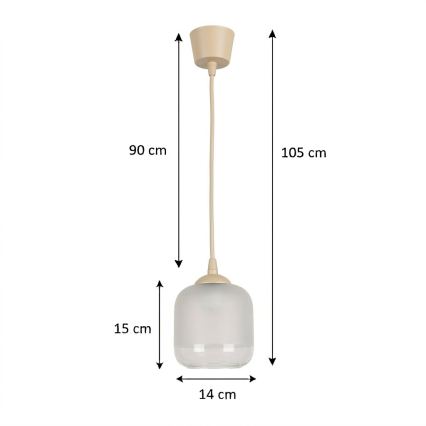 BRILAGI - LED-Pendelleuchte an Kabel RETRO GLASS 1xE27/60W/230V Ø 14 cm beige/weiß
