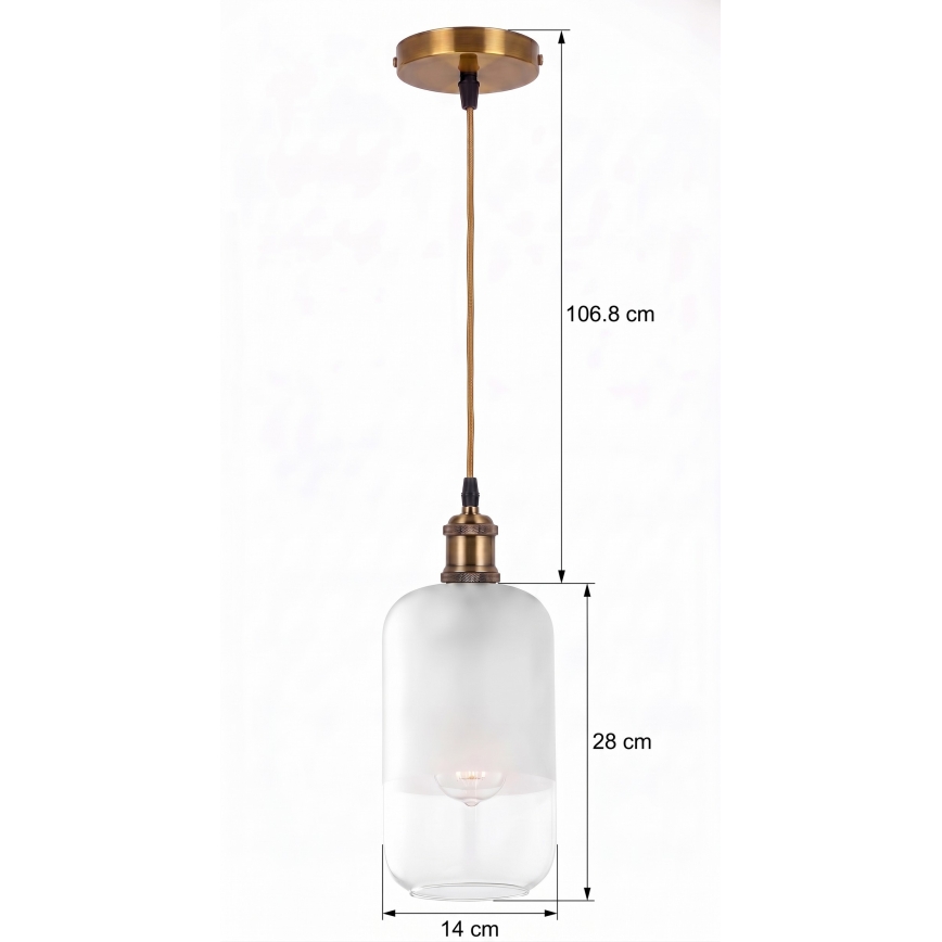 BRILAGI - LED-Pendelleuchte an Kabel RETRO GLASS 1xE27/60W/230V Ø 14 cm gold/weiß