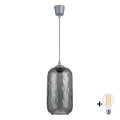 BRILAGI - LED-Pendelleuchte an Kabel RETRO GLASS 1xE27/60W/230V Ø 14 cm silber/rauchgrau